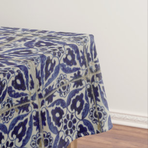 Nappe Carrelage italien rustique Azulejo bleu blanc géom