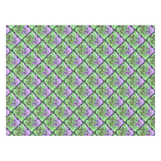Nappe Carrés Abstraits violets et verts (Devant (Horizontal))