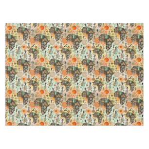 Nappe Carte d'Afrique Éléments Tribaux Décoratifs Motif