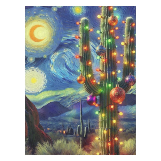 Nappe Carte de vacances du désert de Noël Saguaro Cactus (Devant)