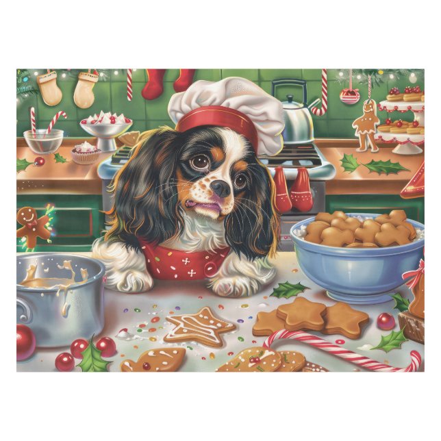 Nappe Cavalier King Charles Spaniel Baking Noël (Devant (Horizontal))