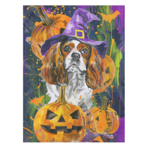 Nappe Cavalier King Chien Halloween Sorcière Et Citrouil