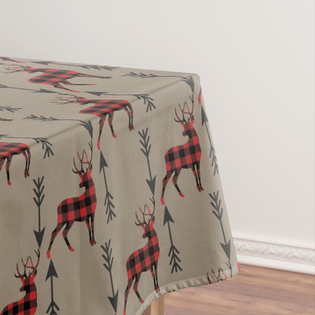 Nappe Cerfs communs de plaid de Buffalo sur Tan (In Situ)