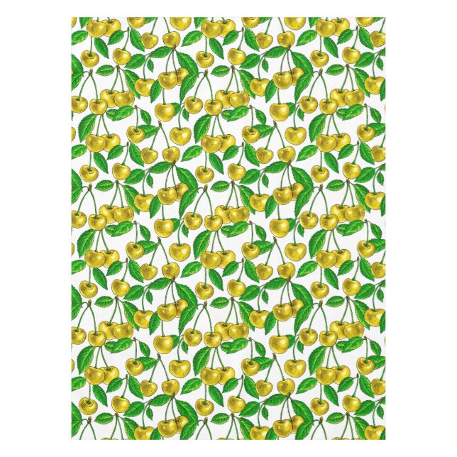 Nappe Cerises jaunes sur blanc (Devant)