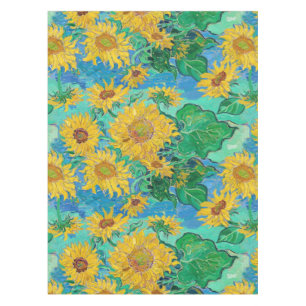 Nappe Champ de tournesols Rouge Orange Jaune Bleu Van Go