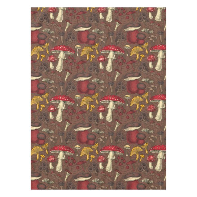Nappe Champignons sauvages sur brun (Devant)