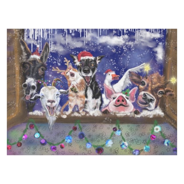 Nappe Chanson de Noël - Fête des animaux (Devant (Horizontal))