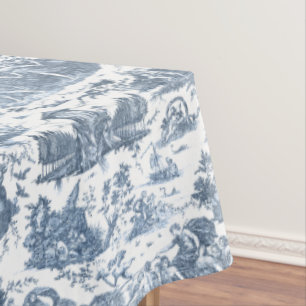 Nappe Chariot français vintage de l'aube Toile de Jouy-B