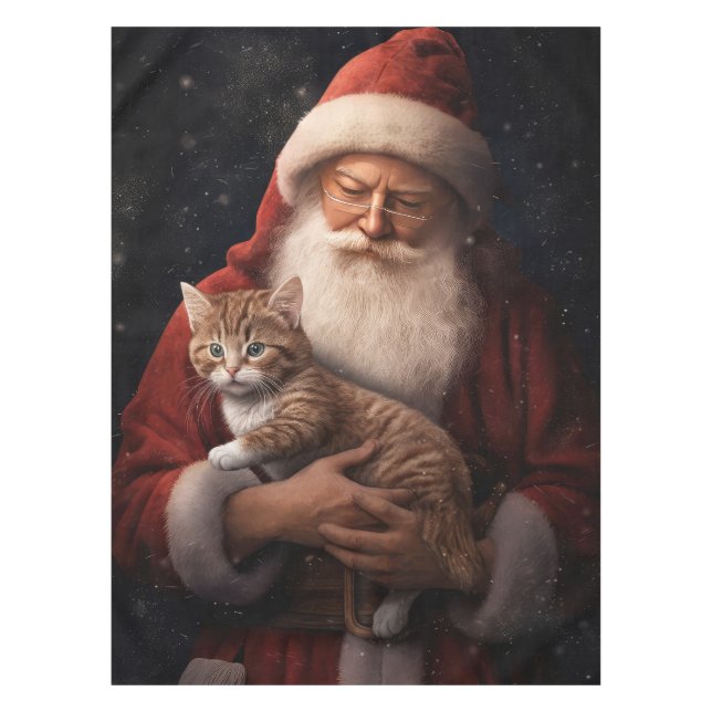 Nappe Chat abyssinien avec Noël Festif du Père Noël (Devant)