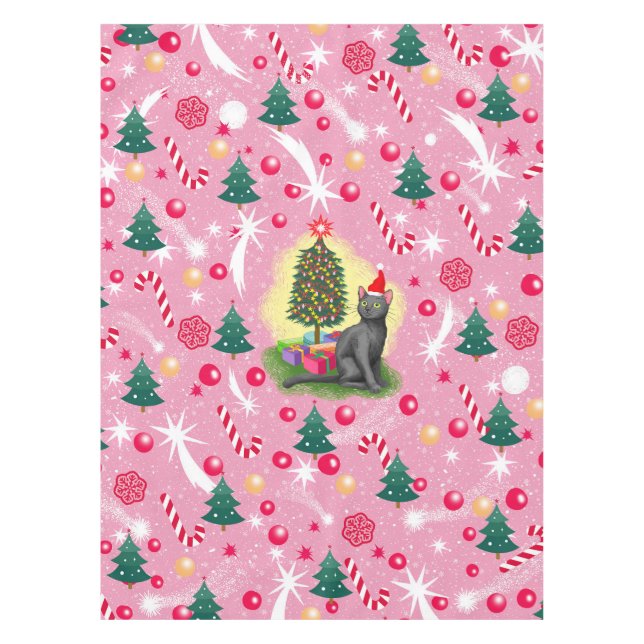 Nappe Chat de Noël rose (Devant)