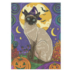 Nappe Chat éffrayant Siamese Halloween sorcière et Citro