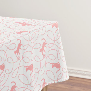 Nappe Chat joueur et motif de pelote de laine Rose corai