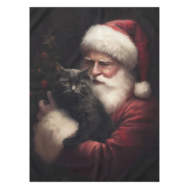 Nappe Chat noir avec Noël Festif du Père Noël (Devant)