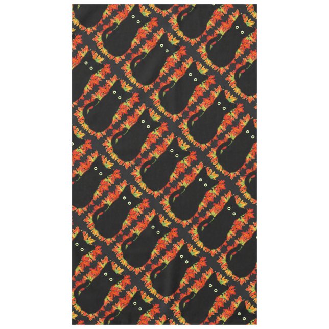 Nappe Chat noir, Feuilles d'automne motif, Halloween amu (Devant)
