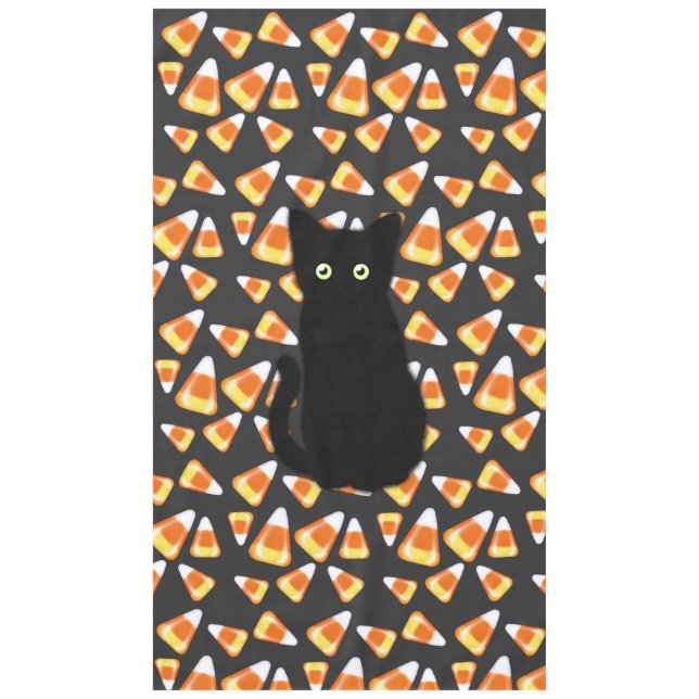 Nappe Chat noir, motif de maïs, Halloween amusant (Devant)