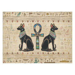Nappe Chats égyptiens et croix de cheville