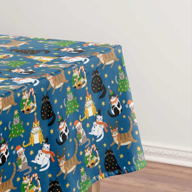 Nappe Chats Festifs en Costumes de Noël Motif (In Situ)