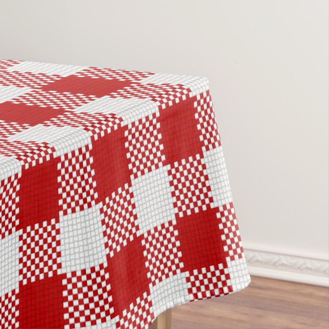 Nappe Checkered rouge de guingan (In Situ)