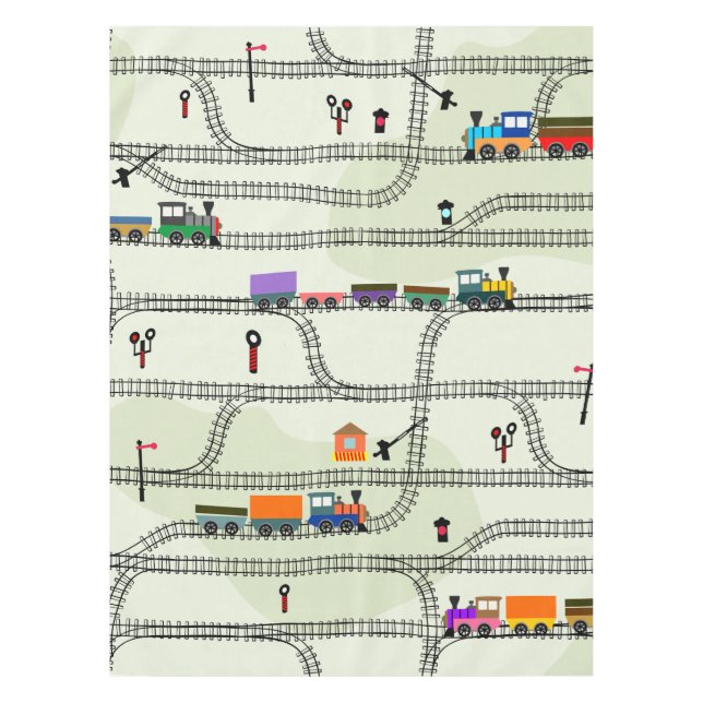 Nappe Chemins de fer pour enfants Trains et pistes (Devant)