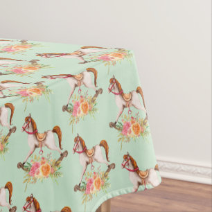 Nappe Cheval à roche vintage avec Bouquet floral