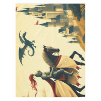 Chevalier médiéval/dragon/château fantastique