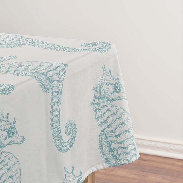 Nappe Chevaux de mer tropicaux, Motif hippocampe - gris  (In Situ)