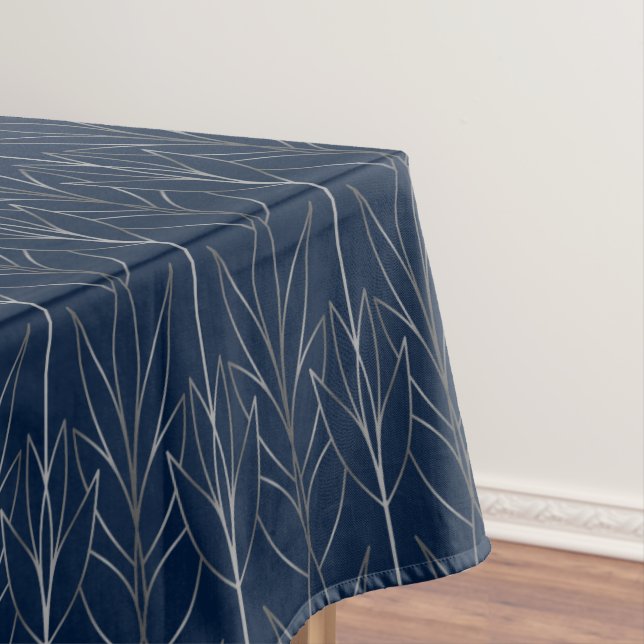 Nappe Chic Silver Navy Bleu Élégant Déco Luxe Classé (In Situ)