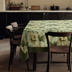 Nappe Chic vintage vert pastel doux et fleurs d'ivoire