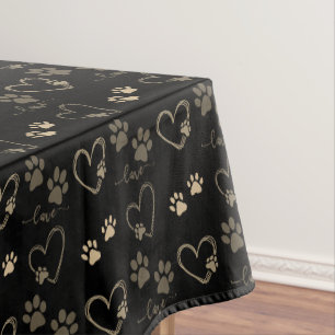 Nappe Chien Empreinte de Patte Noir Or Personnalisé