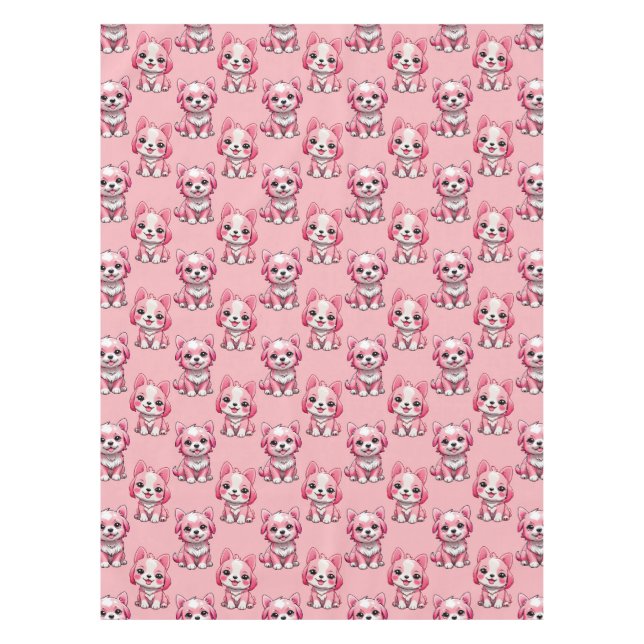 Nappe Chiens roses mignons (Devant)