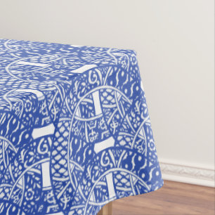 Nappe Chinoiserie Blue Willow Border Circle Motif 