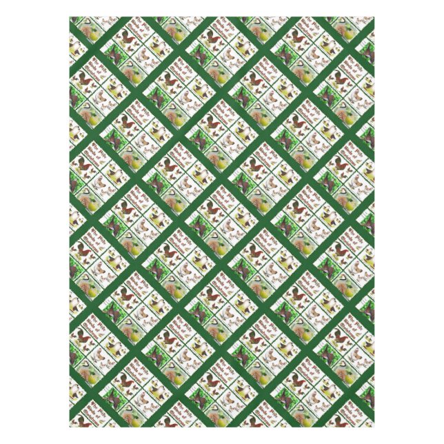 Nappe Cinq oiseaux de Noël (Devant)