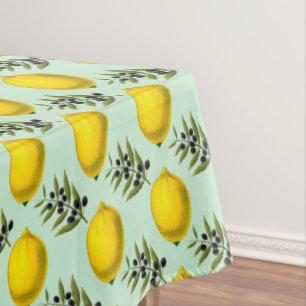 Nappe Citron et olives Rustique Moderne Motif Vintage