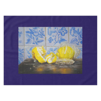 Nappe Citrons et Azulejos — Nature morte classique bleu 