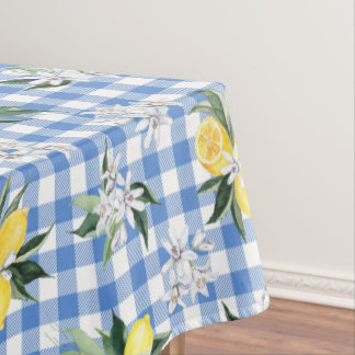 Nappe Citrons jaunes et En vichy bleu