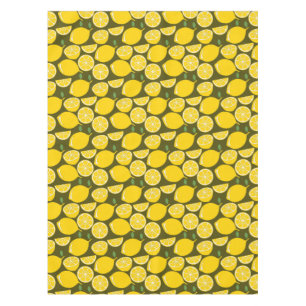 Nappe Citrons jaunes et motif vert olive : Citrus modern