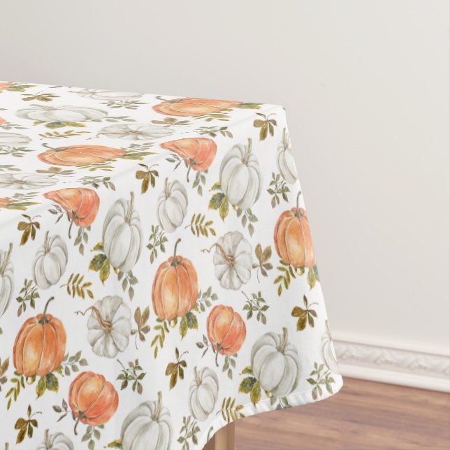 Nappe Citrouilles d'aquarelle et Motif d'automne de feui (In Situ)