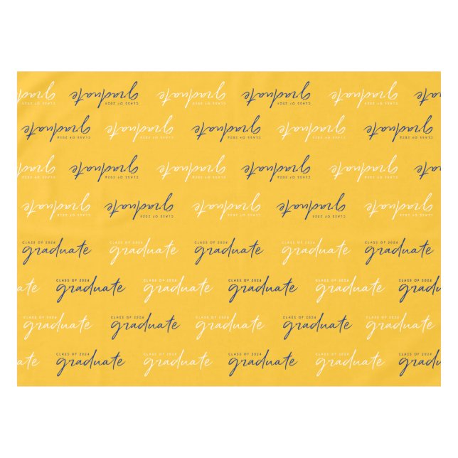 Nappe Classe de 2024 Diplômé Bleu Jaune Blanc (Devant (Horizontal))