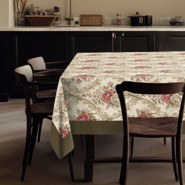 Nappe Classique Victorienne Damas Chaleureuse Atmosphère (Classic Victorian Damask Warm Inviting Atmosphere Tablecloth)