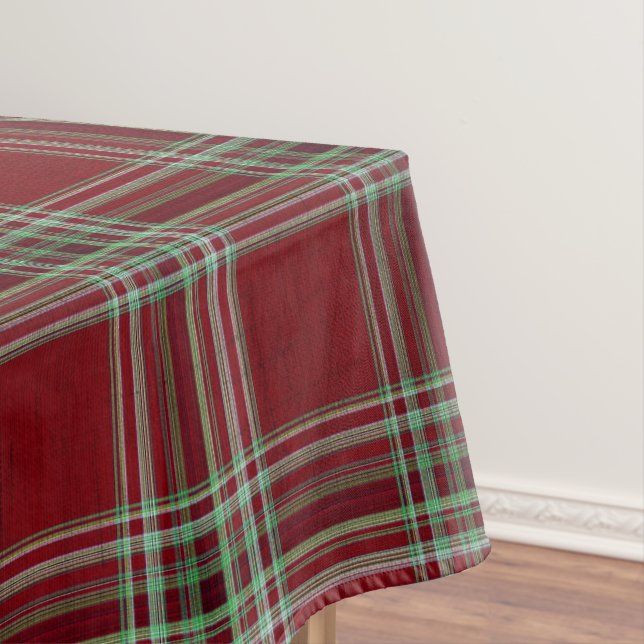 Nappe Classy Vintage Red Green Textured Tartan Plaid  (In Situ)