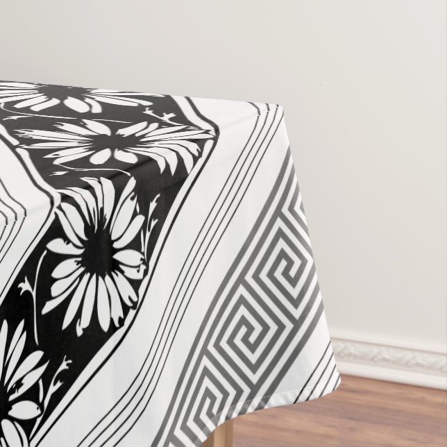 Nappe Clés et marguerites grecques noir et blanc (In Situ)