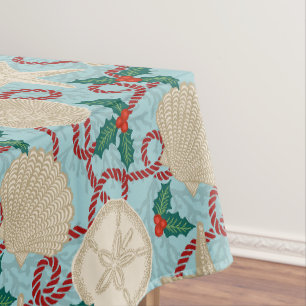 Nappe Coastère de Noël Coques de mer tropicale -Aqua
