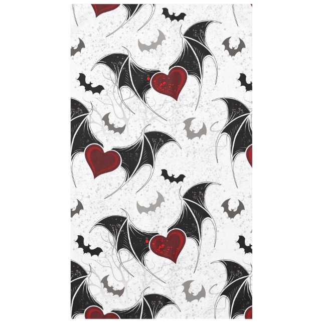 Nappe Coeur d'Halloween avec ailes de chauve-souris noir (Devant)