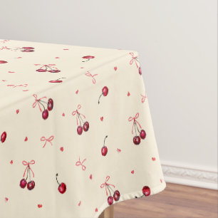 Nappe Coeurs de cerises rouges mignons Bows sur crème