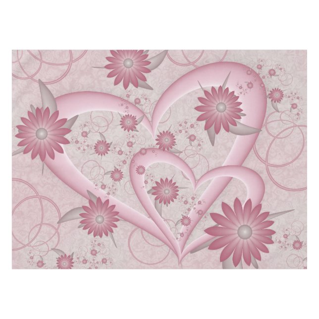 Nappe Coeurs et fleurs Abstraits roses Aimer l'art fract (Devant (Horizontal))
