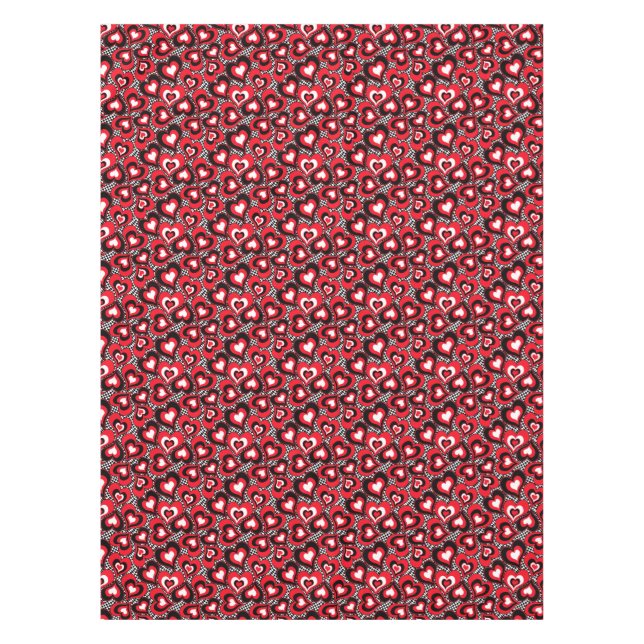 Nappe Coeurs, rouge, noir, blanc, Saint-Valentin. (Devant)