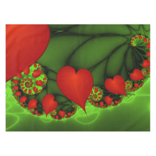 Nappe Coeurs rouges Lime vert Moderne Art Abstrait fract