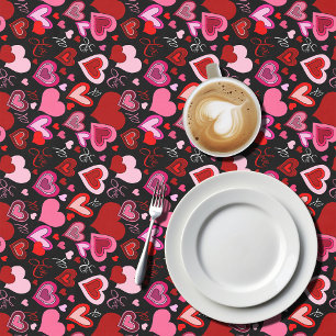 Nappe Cœurs rouges roses noirs Motif d'amour