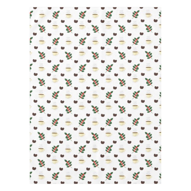 Nappe Coffee Pattern with Beans, Cups, and Coffee trees (Devant)