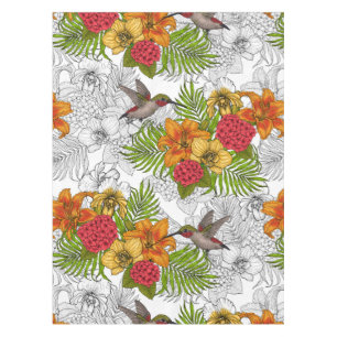 Nappe Colibris et bouquet tropical